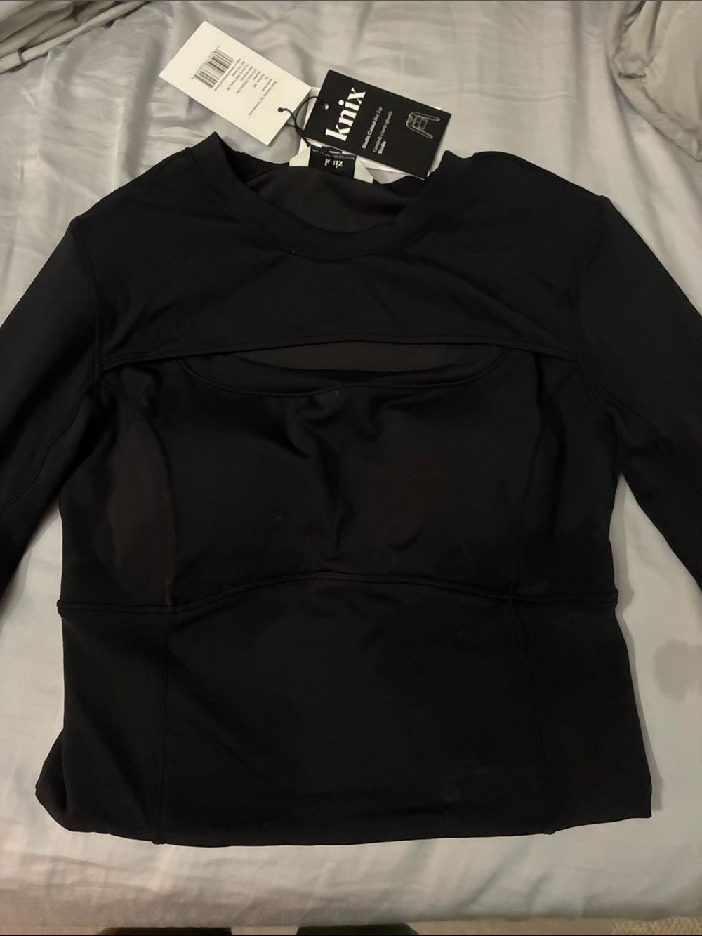 knix Black Long Sleeve Seamless Crew Top